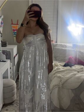 RARE!! Aidan Mattox Silver Sequin Strapless Evening Gown - no longer sold